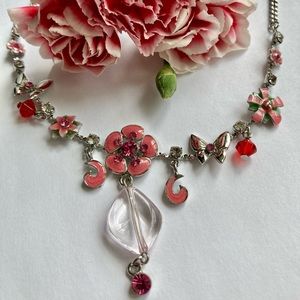 🌸 3 for $15 sale 🌸 Floral Rhinestone Necklace Enamel Flower Necklace